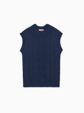 Dark Blue Alvaro Merino Boy Sleeveless Jumper