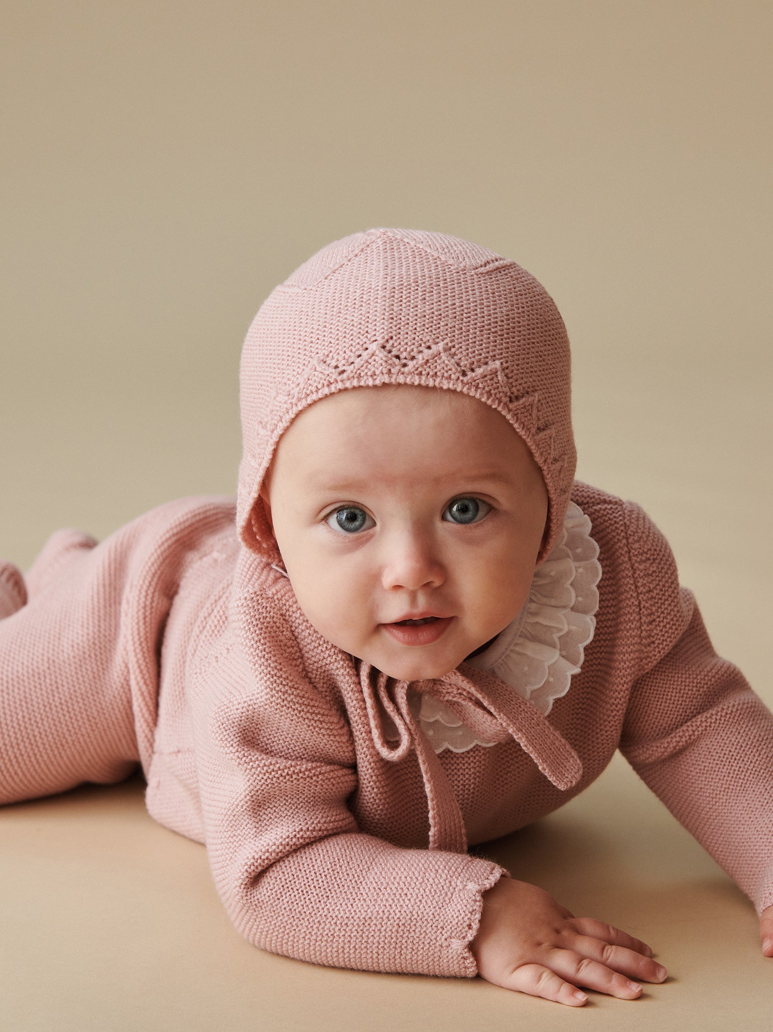 Hand Knitted shop Baby Jacket, Dress, Bonnets & Booties Set