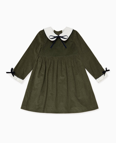 Olive Polka Dot Amira Girl Dress