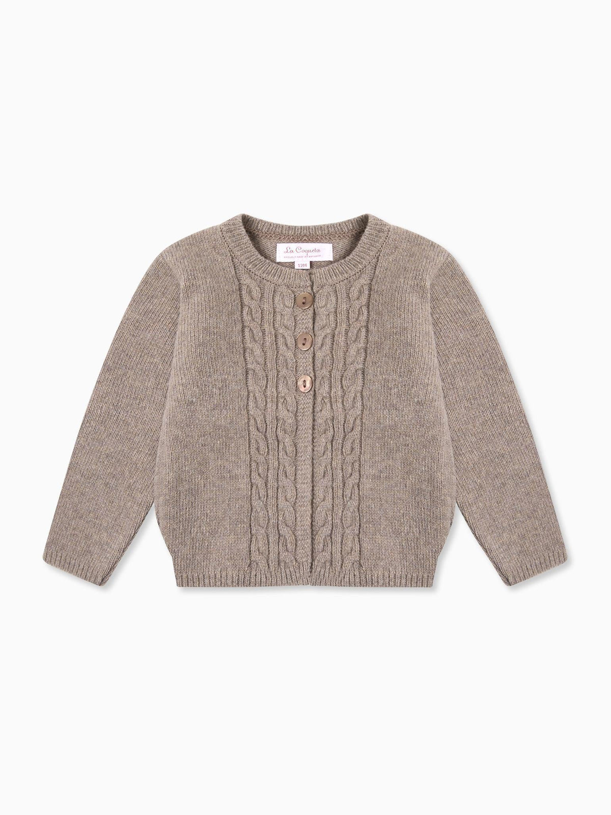 Taupe Anastasia Merino Baby Cardigan