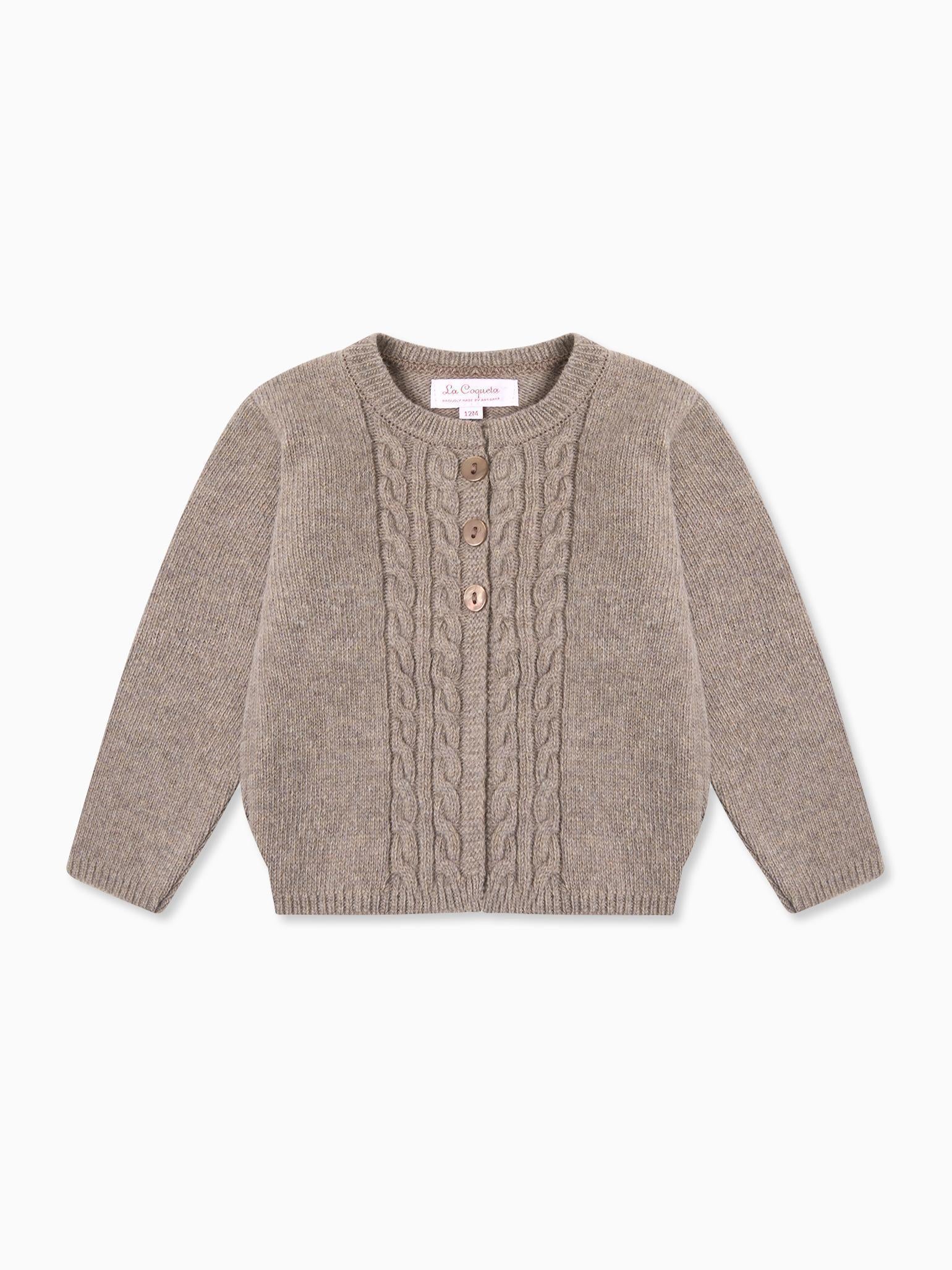 Taupe Anastasia Merino Baby Cardigan