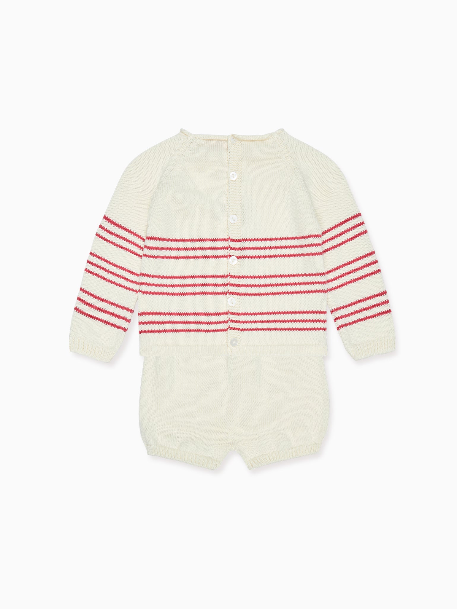 Red Stripe Ancla Cotton Baby Knitted Set