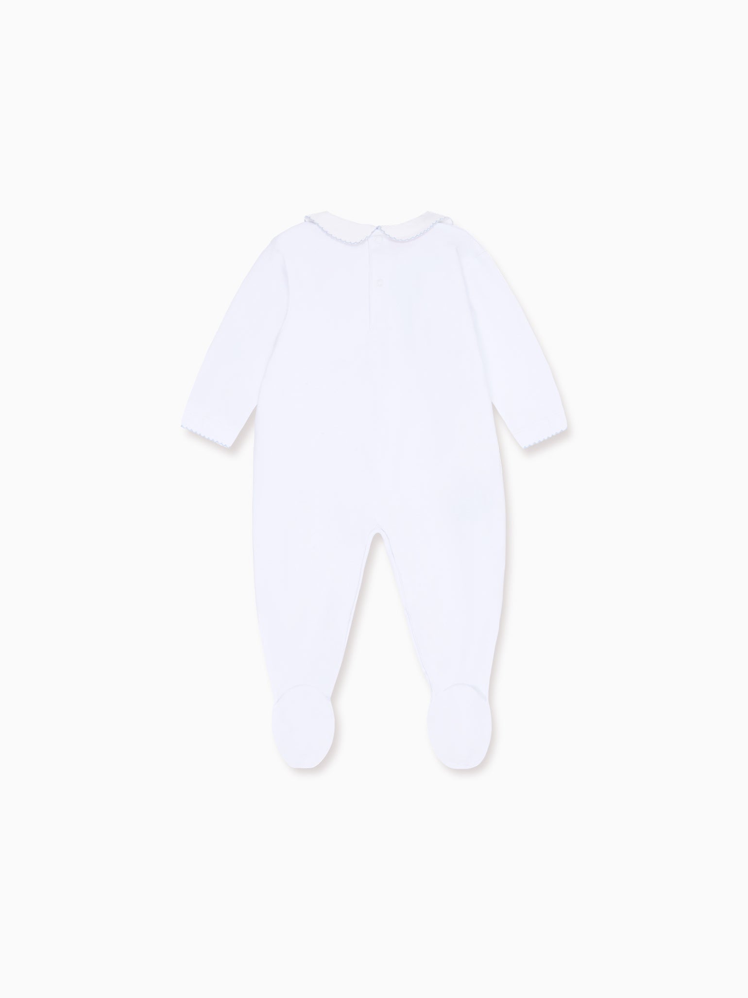 White Angel Baby Hand-Smocked Sleepsuit