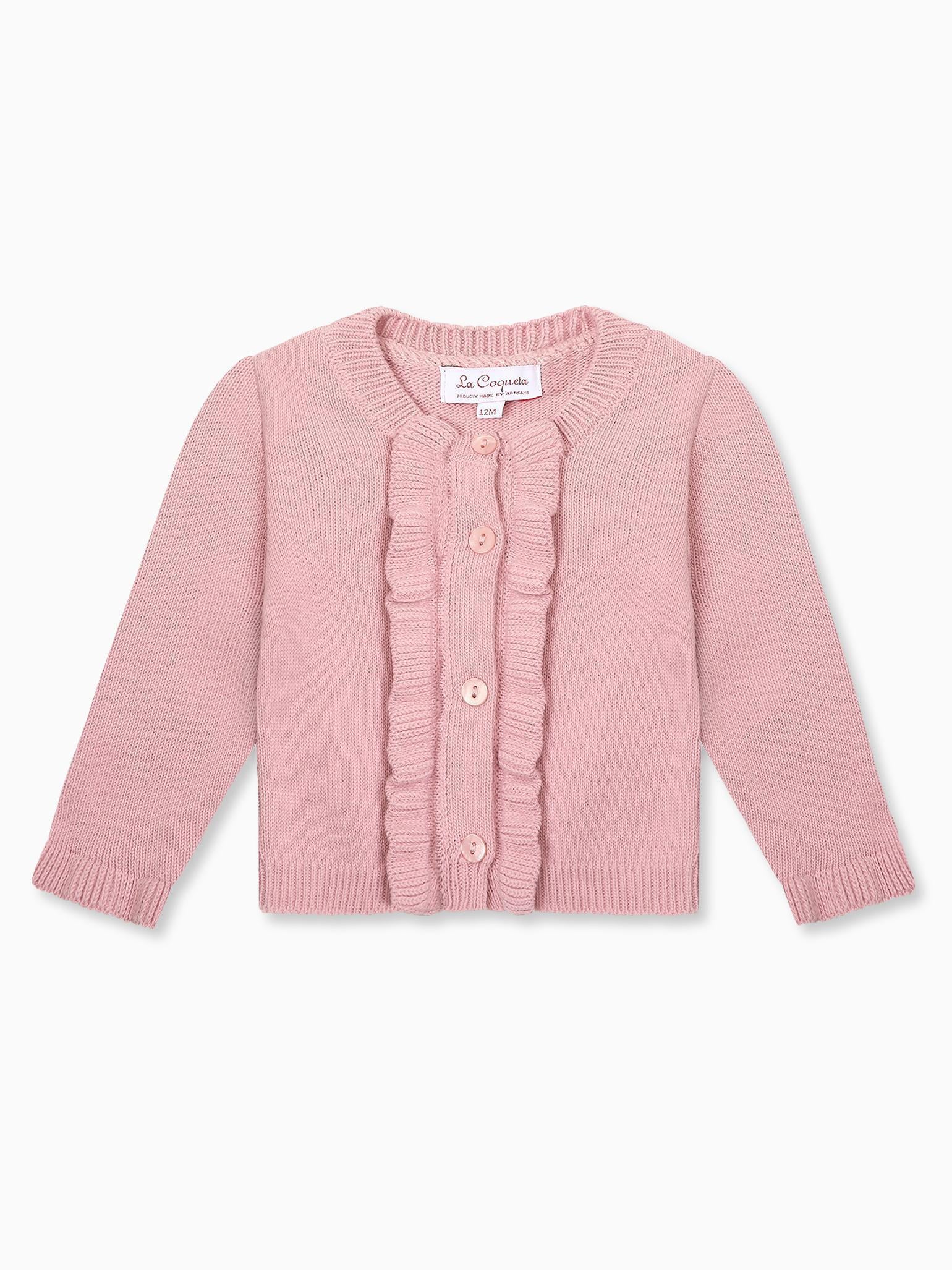 Dusty Pink Angela Merino Baby Girl Cardigan