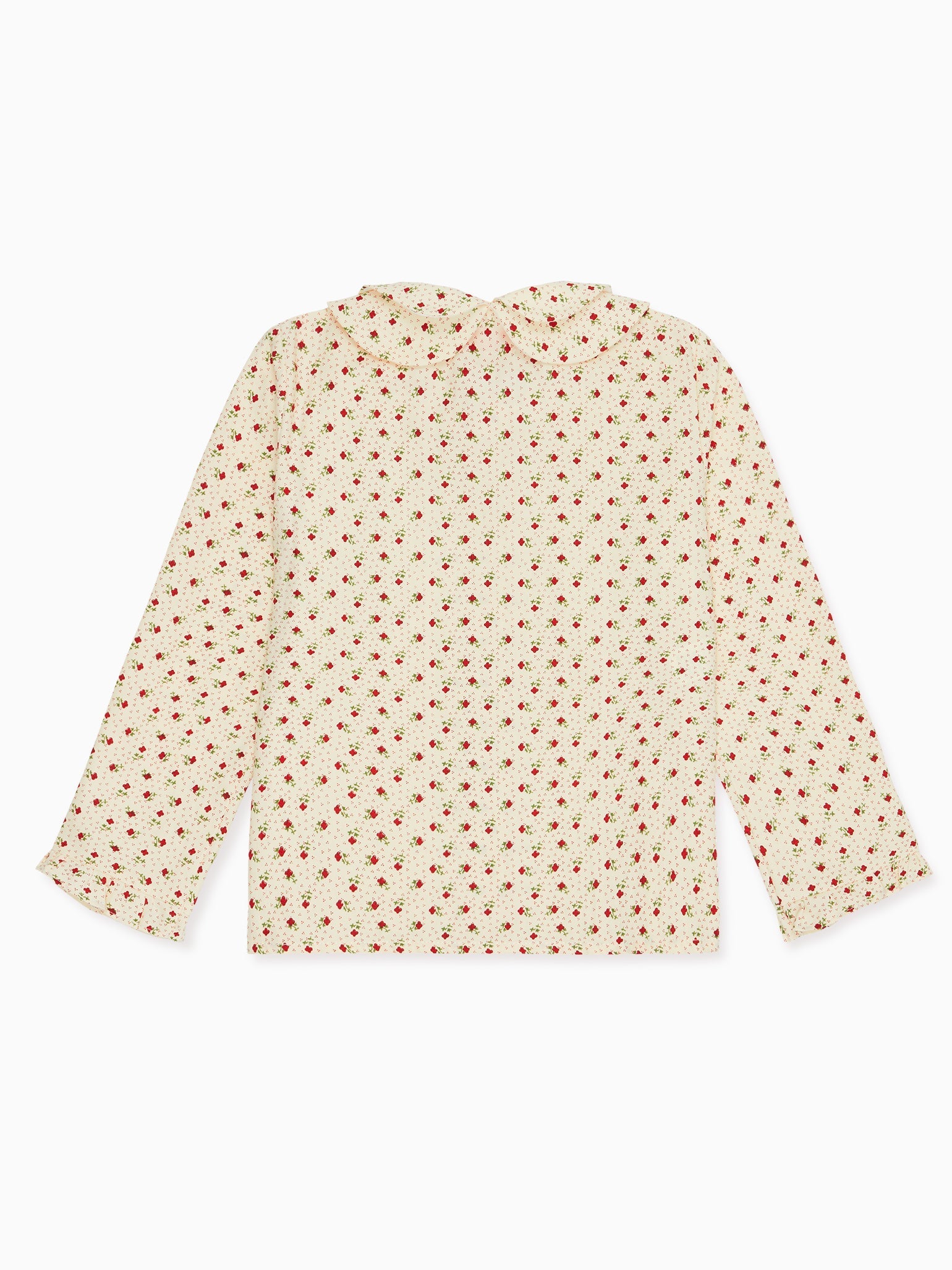 Cream Floral Ania Long Sleeve Girl Shirt