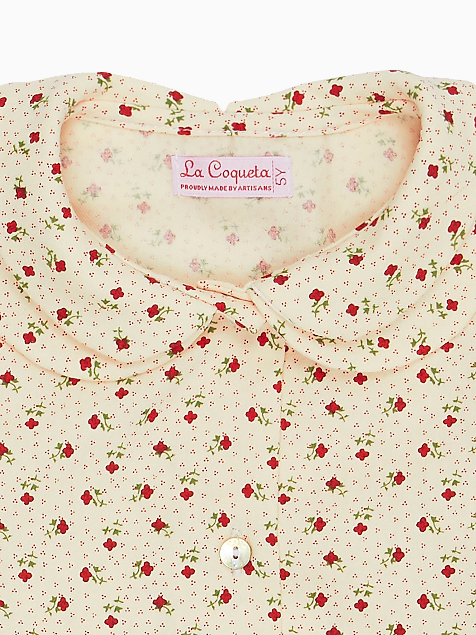 La Coqueta Kids Cream Floral Ania Long Sleeve Girl Shirt