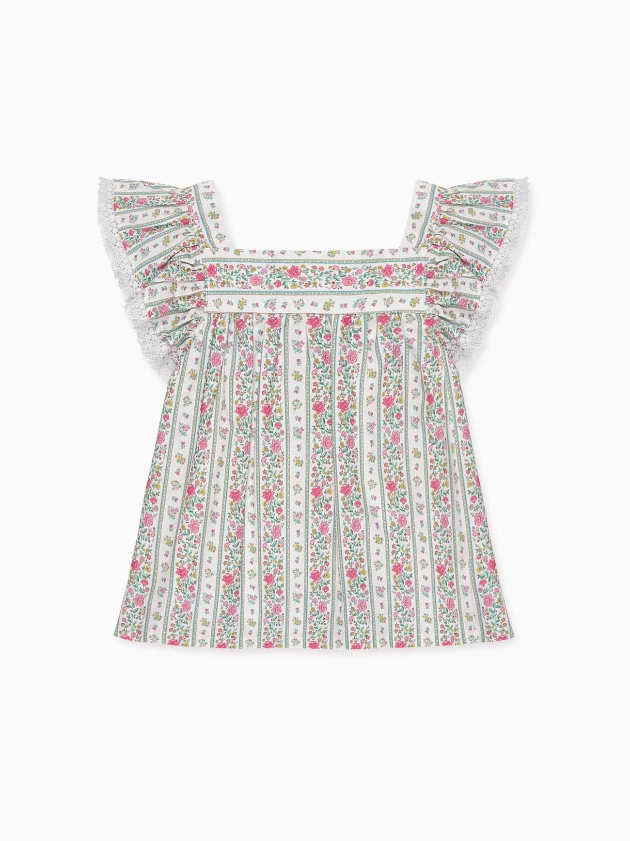 Fuchsia Pink Floral Stripe Anika Baby Girl Shirt