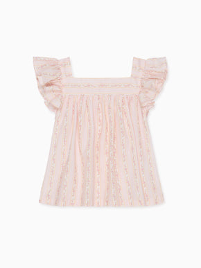 Pink Floral Stripe Anika Baby Girl Shirt