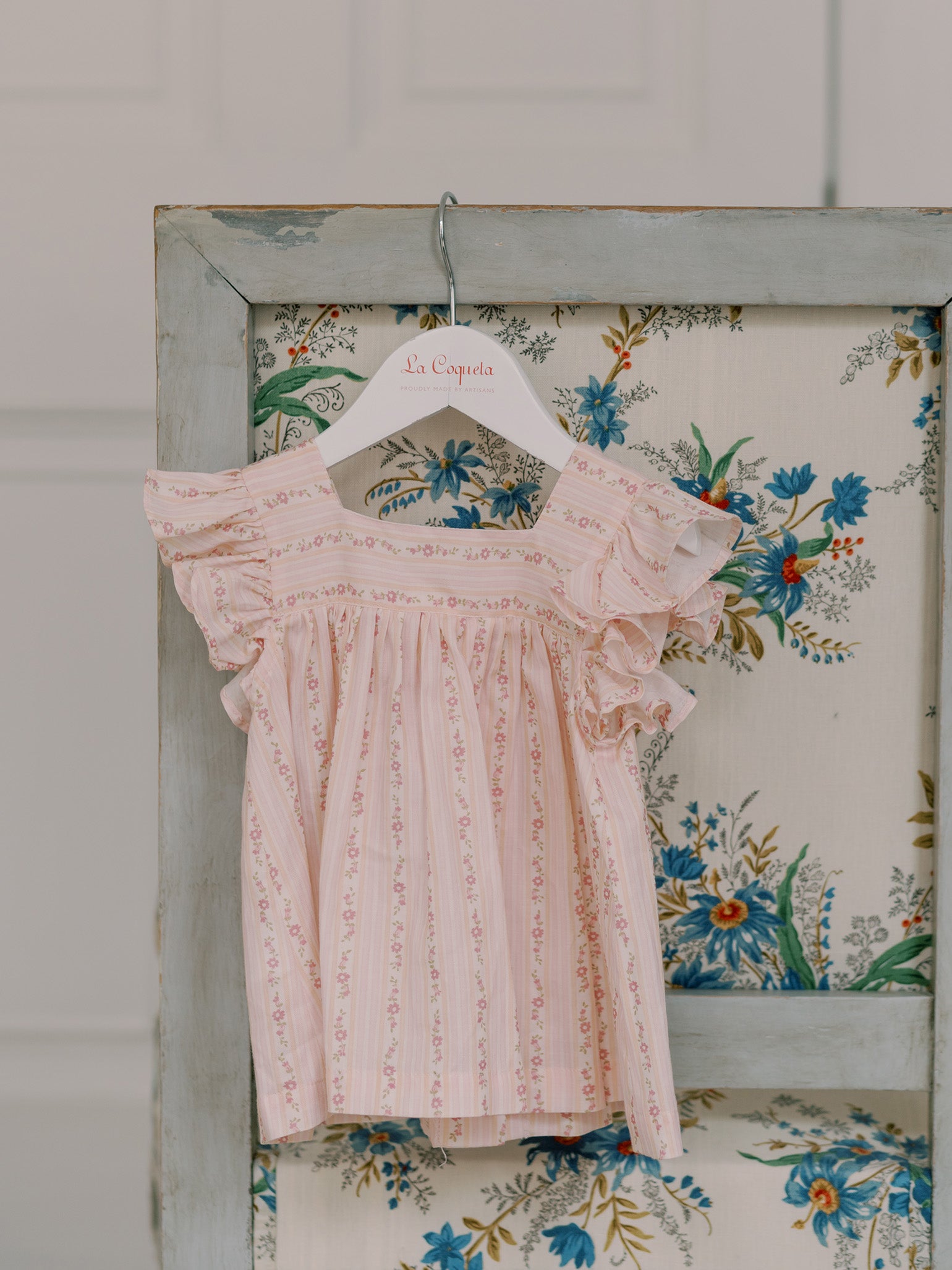 Pink Floral Stripe Anika Baby Girl Shirt