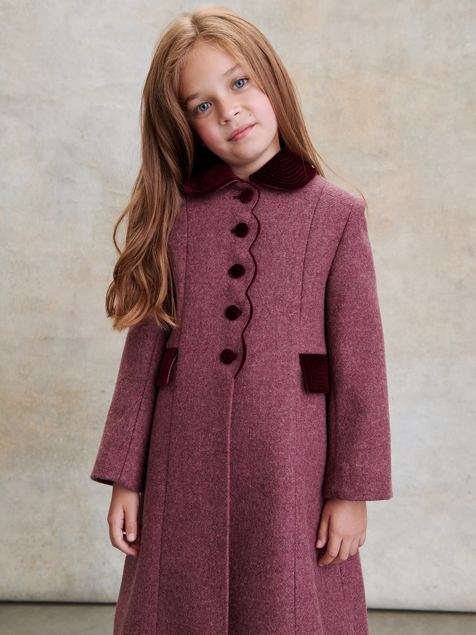 Burgundy Anisa Girl Wool Coat
