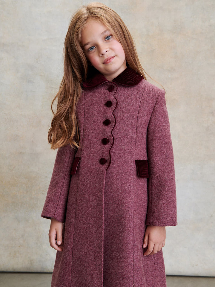 Burgundy Anisa Girl Wool Coat – La Coqueta Kids