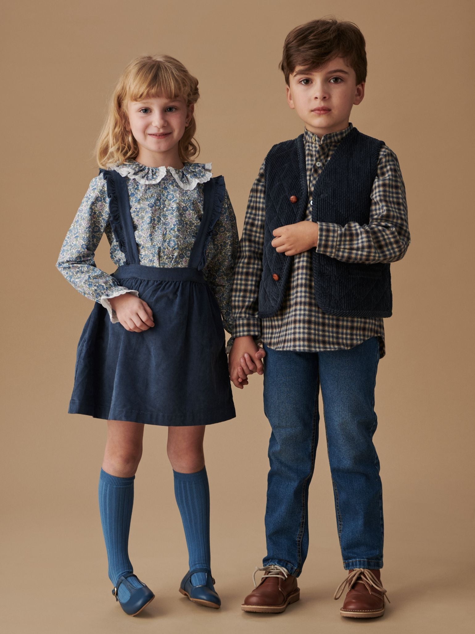 Blue Agata Corduroy Girl Pinafore Skirt