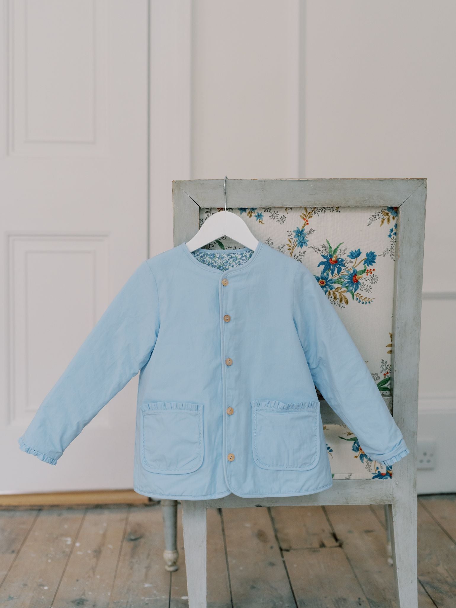 Blue Floral Reversible Anneliese Girl Jacket