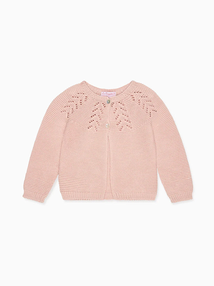 Dusty Pink Antonella Cotton Baby Girl Cardigan