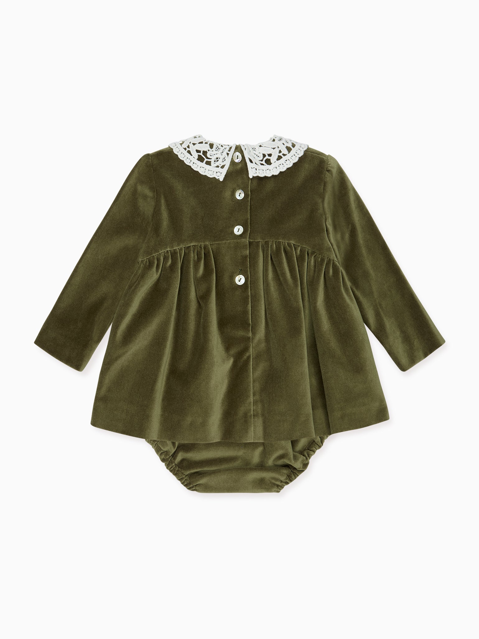 Green Antonella Velvet Baby Girl Set