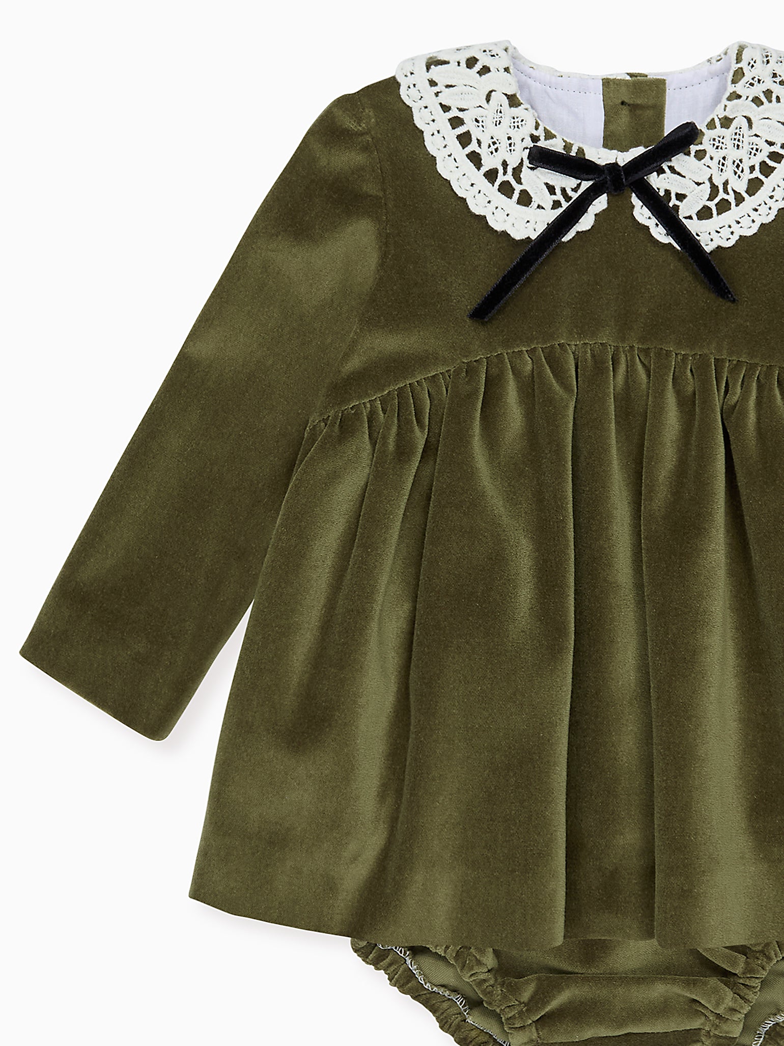 Green Antonella Velvet Baby Girl Set
