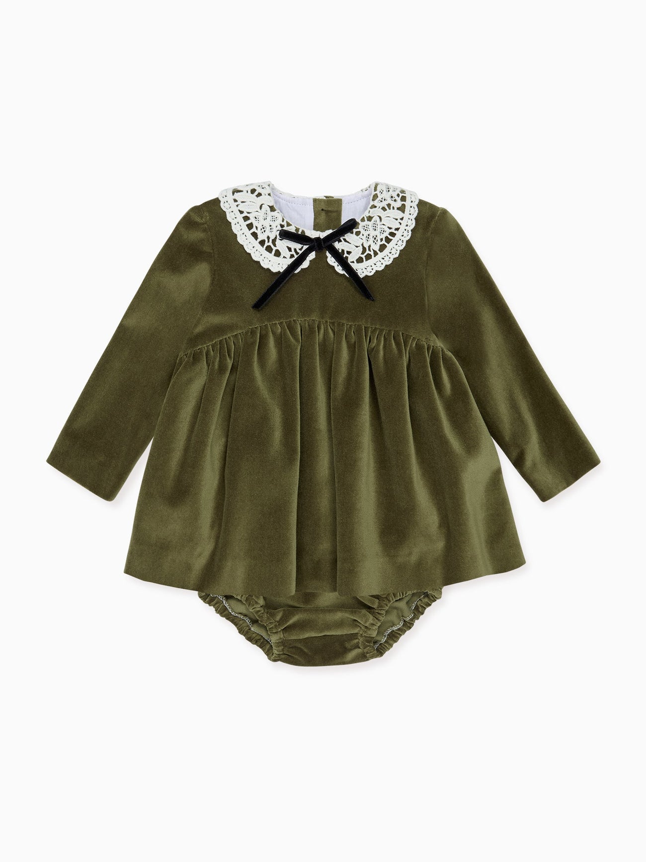 Green Antonella Velvet Baby Girl Set