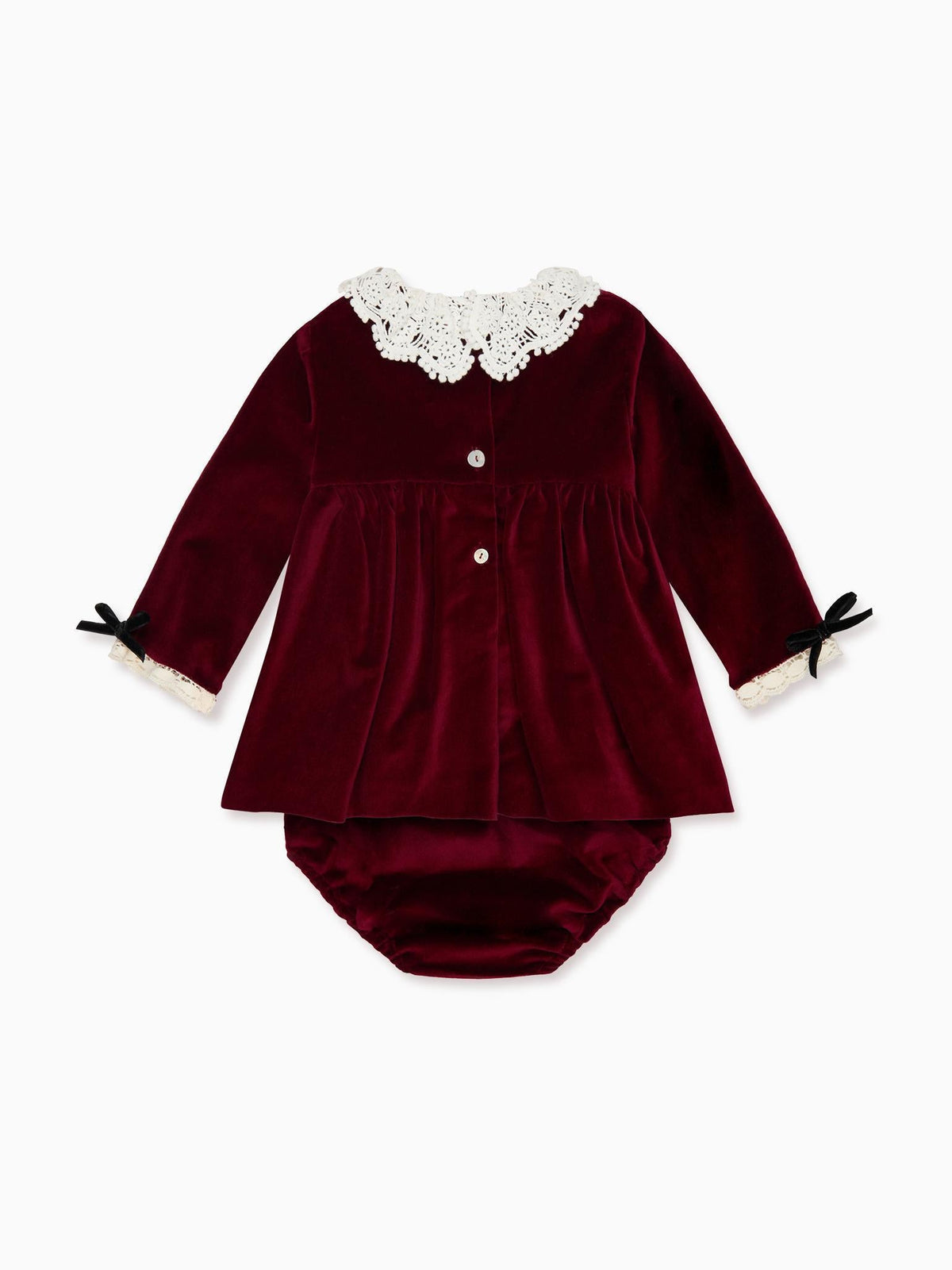 Burgundy Antonella Velvet Baby Girl Set