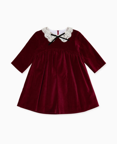 Burgundy Antonella Velvet Girl Dress