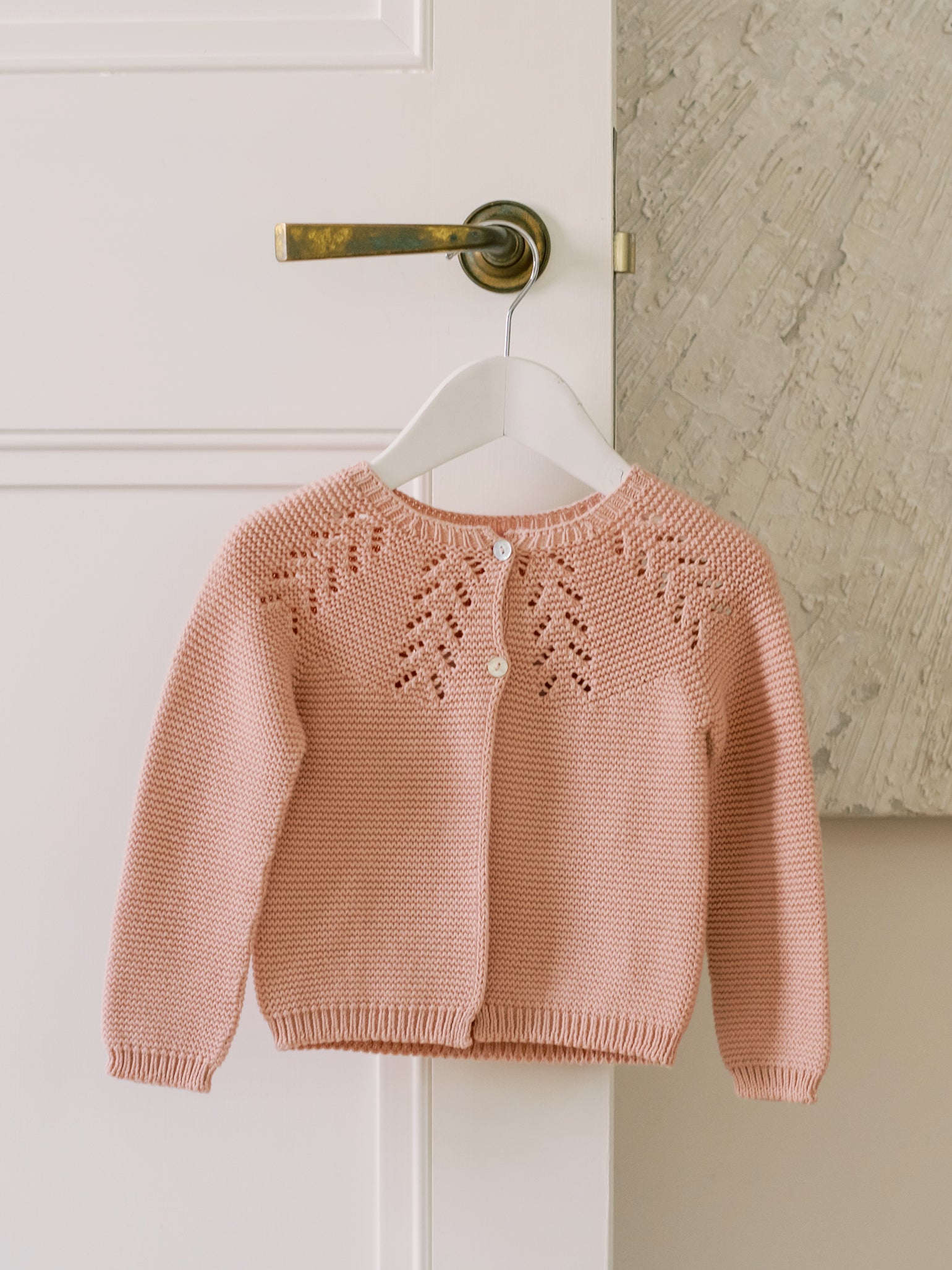 Dusty Pink Antonella Cotton Baby Girl Cardigan