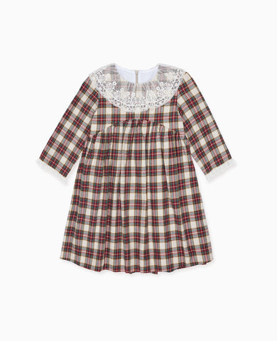 Ivory Tartan Aralia Girl Dress