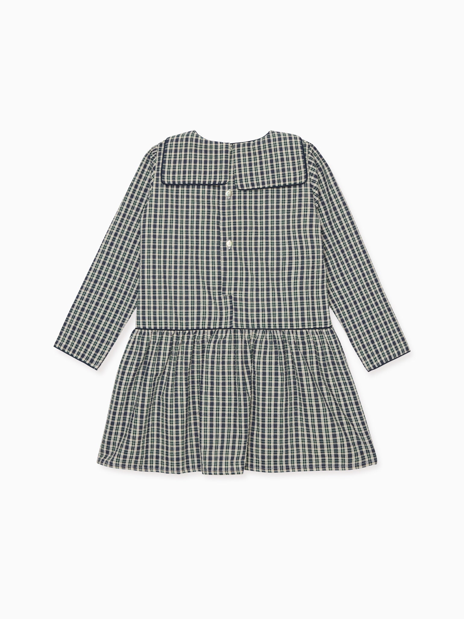 Navy Tartan Aranda Girl Drop Waist Dress