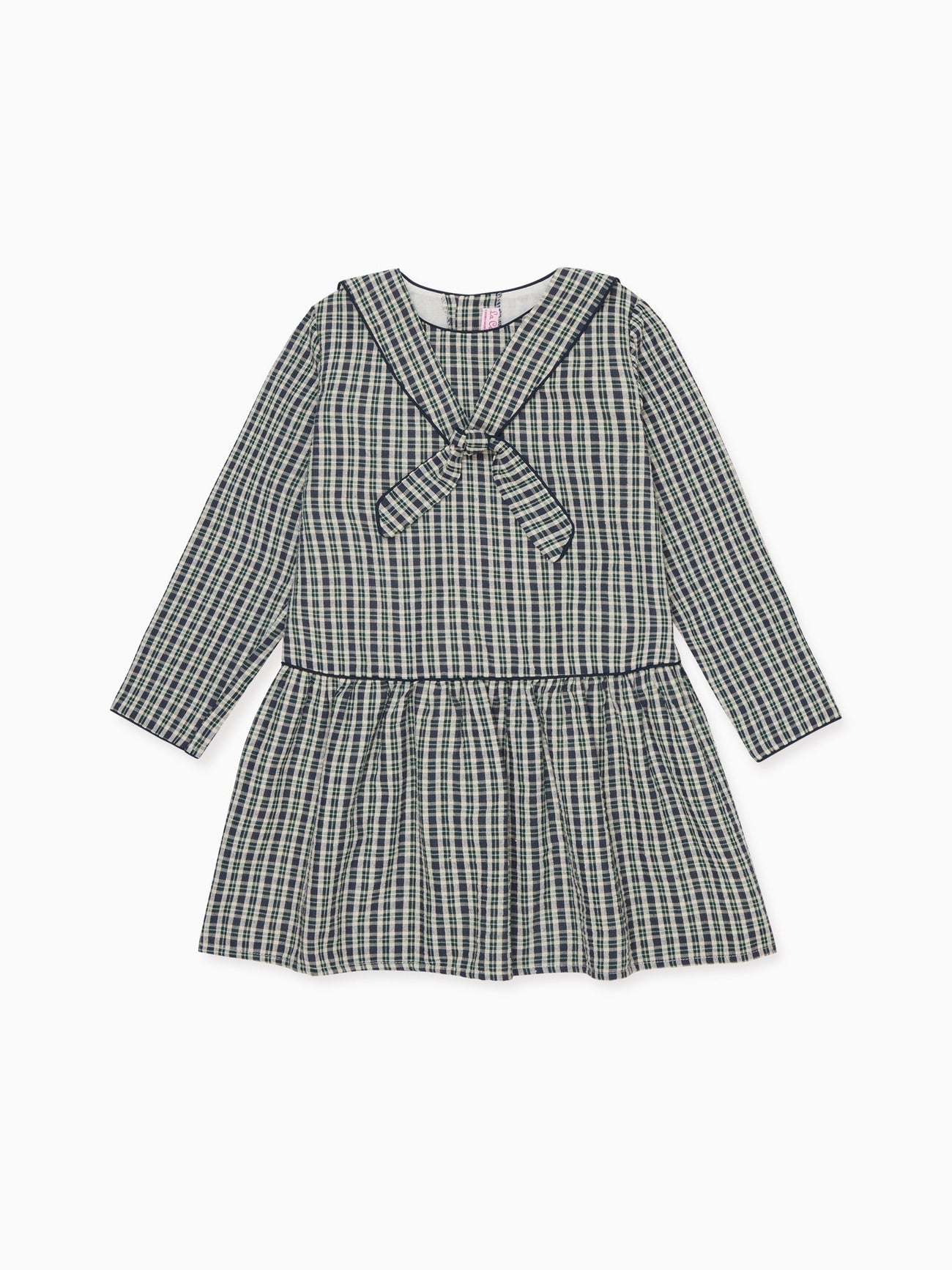 Navy Tartan Aranda Girl Drop Waist Dress