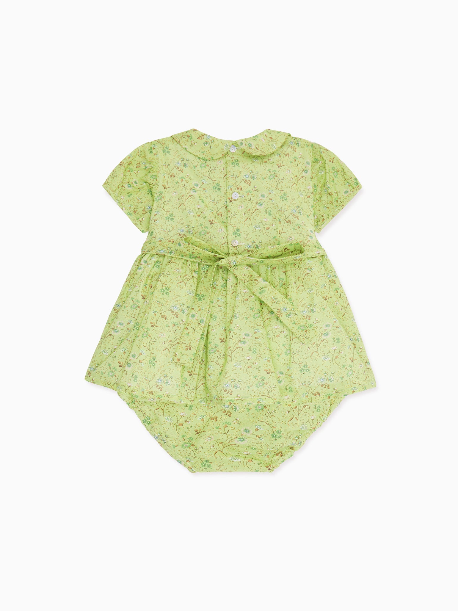 Green Floral Arcadia Baby Girl Hand-Smocked Set