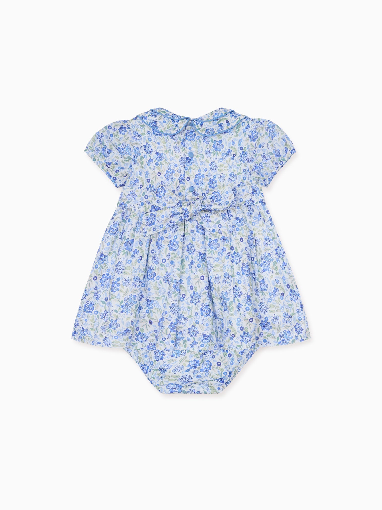 Dusty Blue Floral Arcadia Baby Girl Hand-Smocked Set