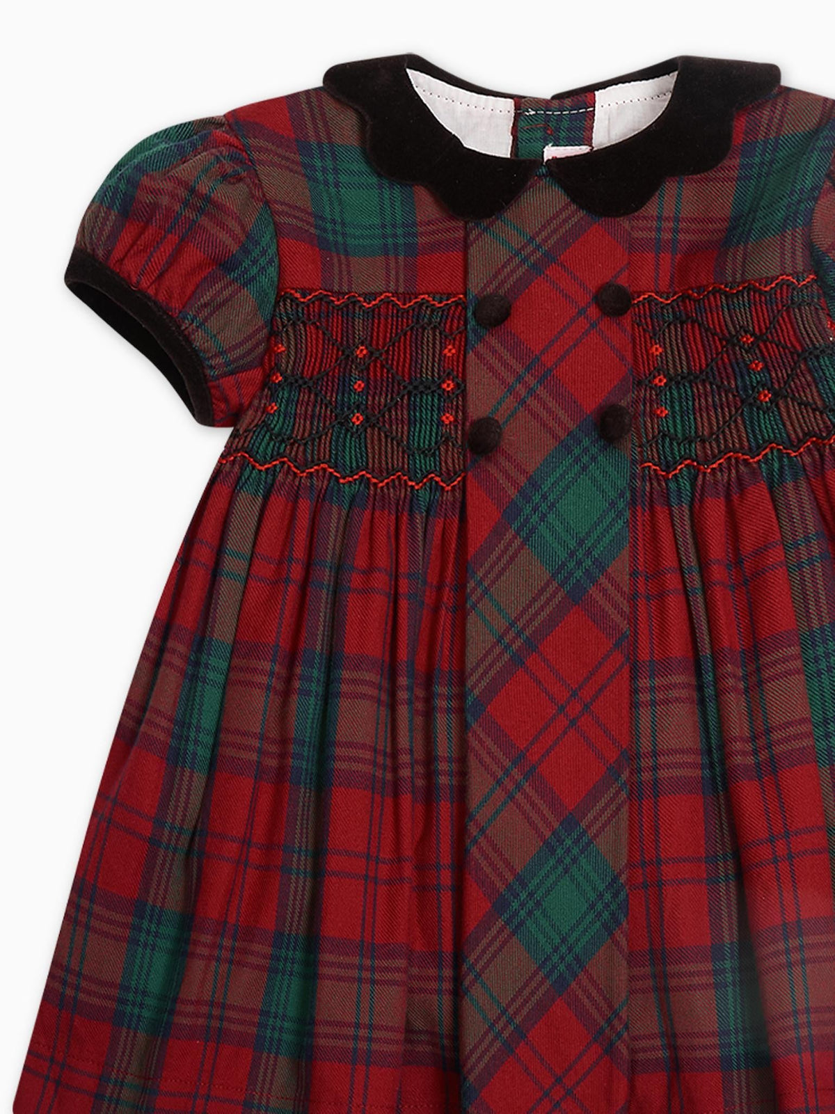 Green Tartan Arcadia Baby Girl Hand-Smocked Set
