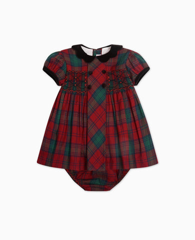 Green Tartan Arcadia Baby Girl Hand-Smocked Set
