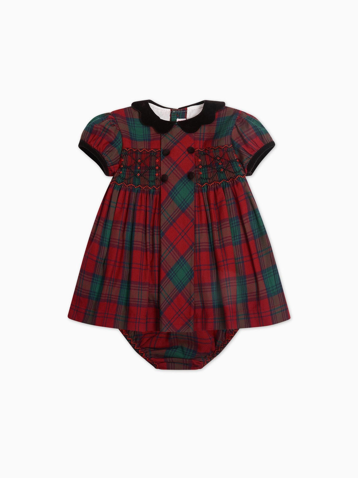 Green Tartan Arcadia Baby Girl Hand-Smocked Set