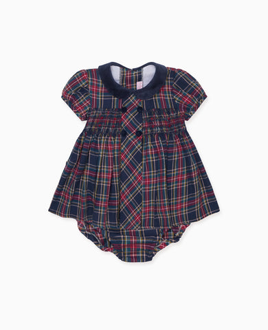 Navy Tartan Arcadia Baby Girl Hand-Smocked Set