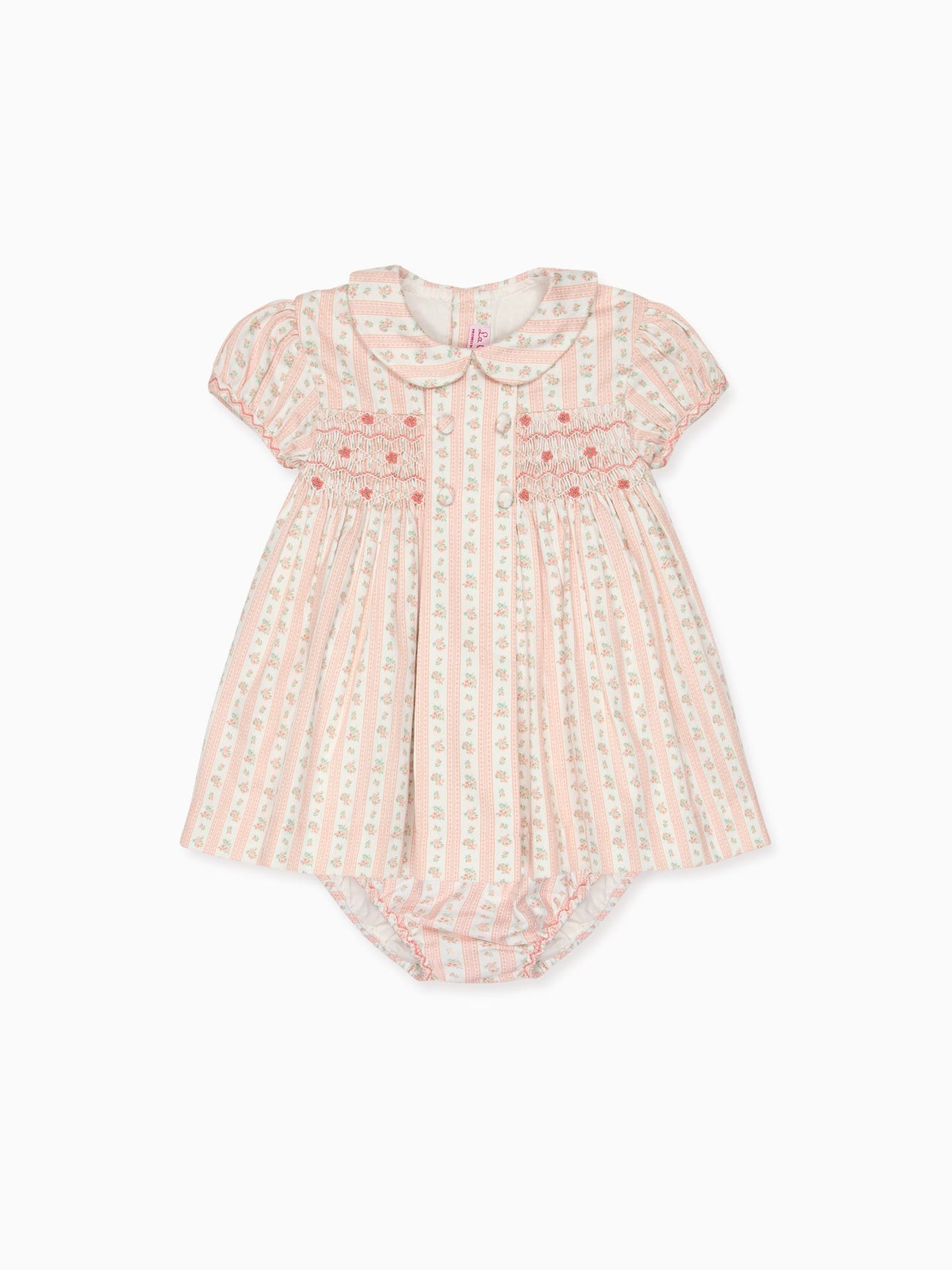 Pink Floral Stripe Arcadia Baby Girl Hand-Smocked Set