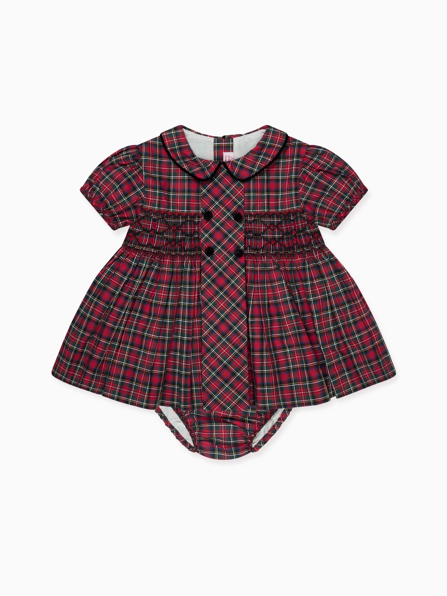Red Tartan Arcadia Baby Girl Hand-Smocked Set | La Coqueta Kids UK