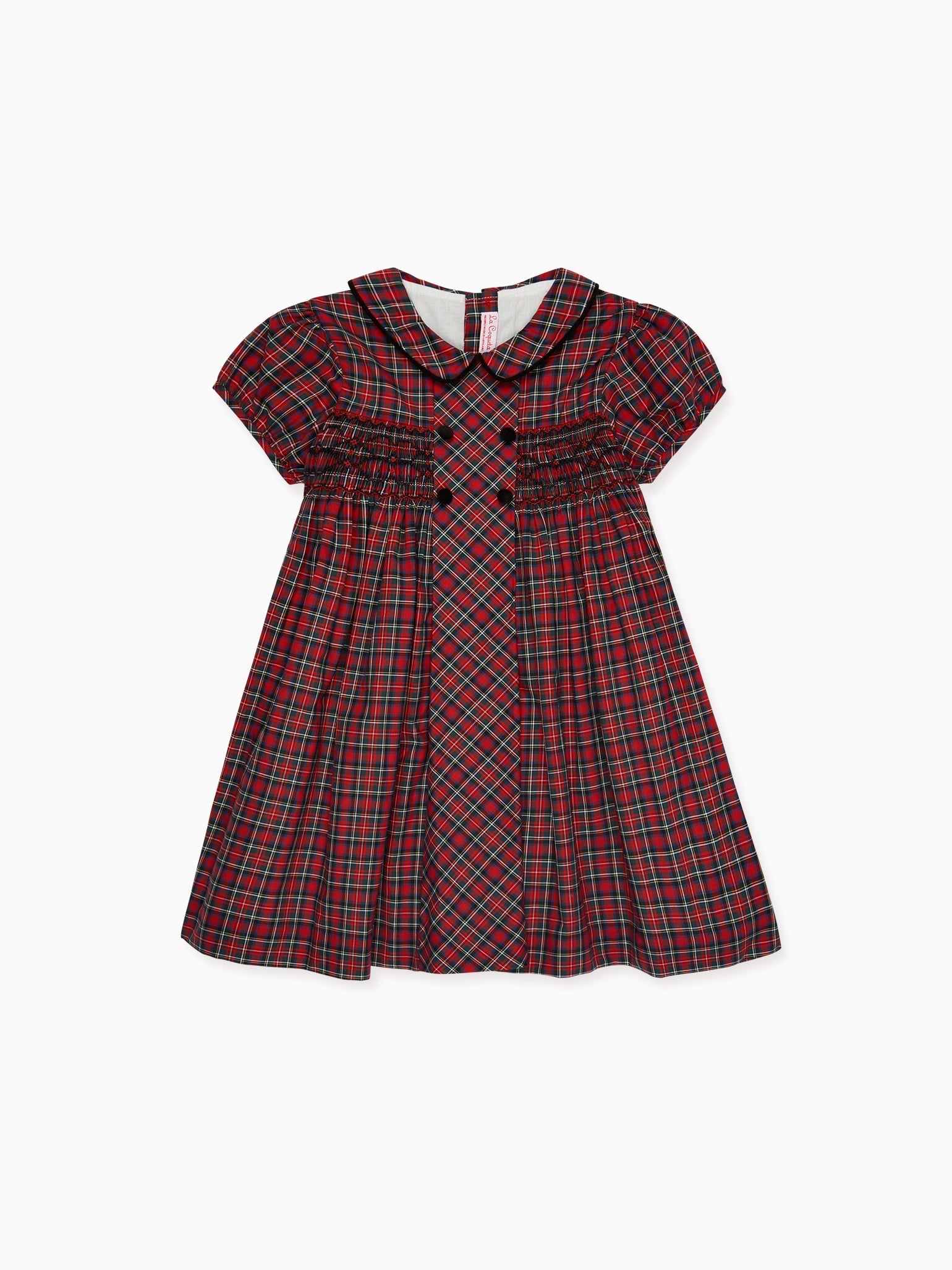 Red Tartan Arcadia Girl Hand-Smocked Dress | La Coqueta Kids UK