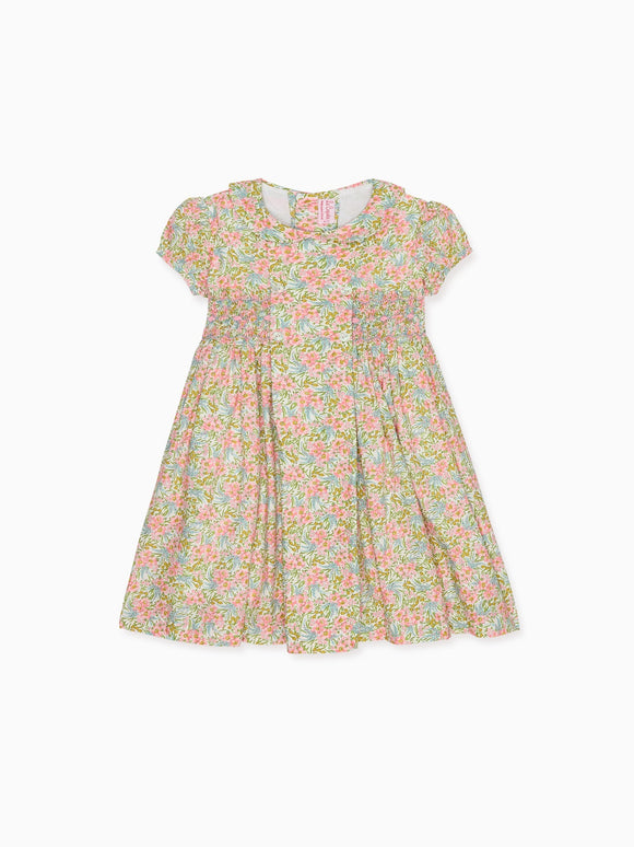 Pink Floral Arcadia Girl Made With Liberty Fabric Hand-Smocked Dress