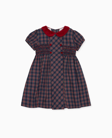 Navy Tartan Arcadia Girl Smock Dress