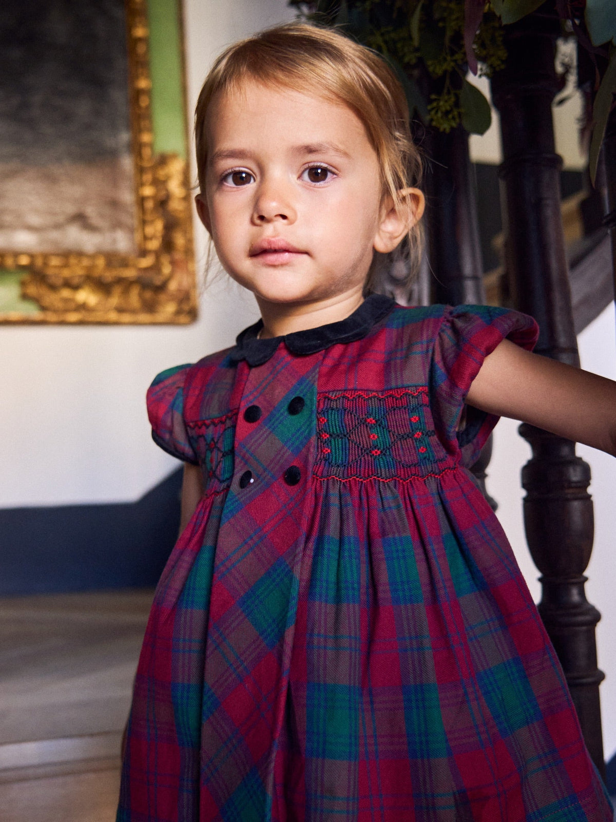 Green Tartan Arcadia Baby Girl Hand-Smocked Set