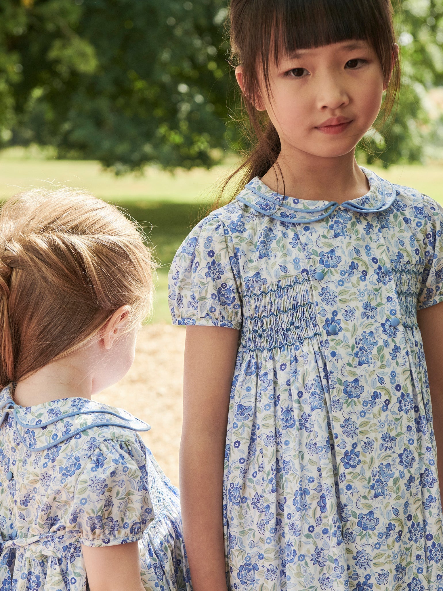 Dusty Blue Floral Arcadia Baby Girl Hand-Smocked Set