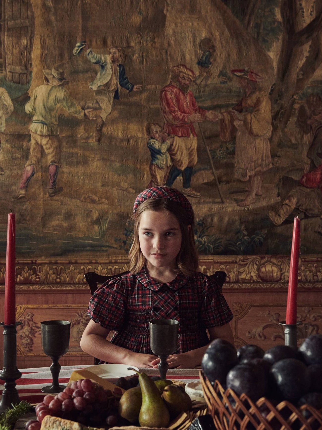 Red Tartan Girl Wide Hairband