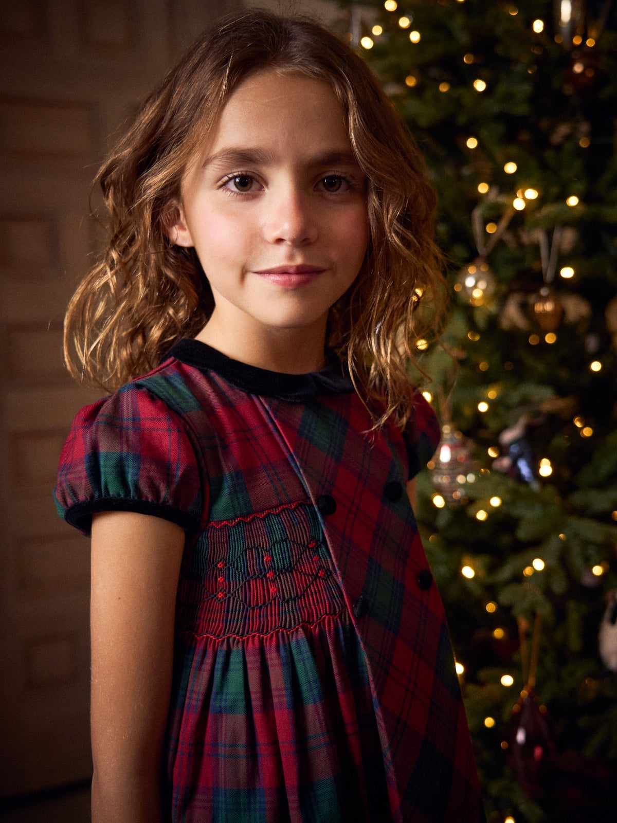 Green Tartan Arcadia Girl Hand-Smocked Dress
