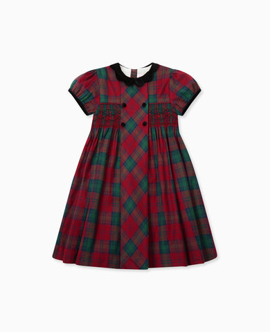 Red Tartan Arcadia Girl Hand-Smocked Dress