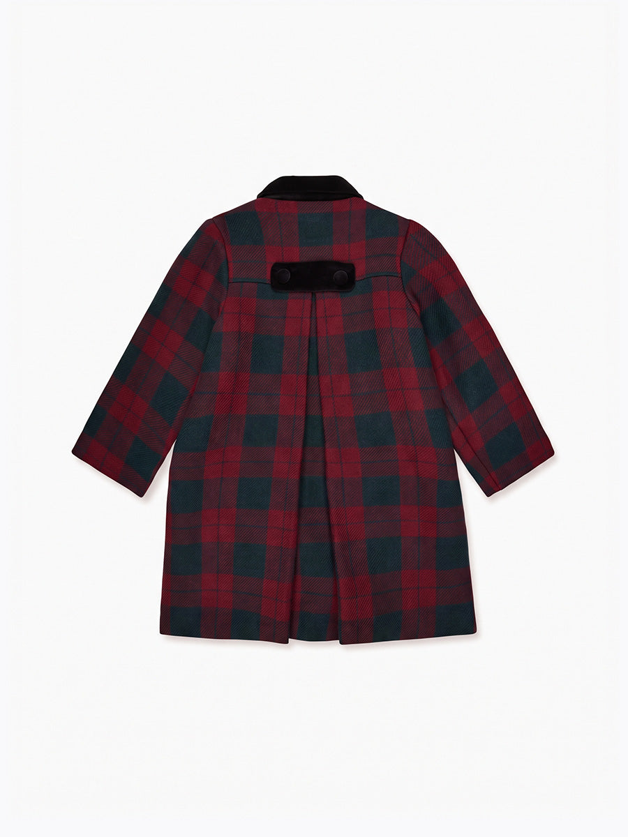 Burgundy Check Arrieta Girl Coat