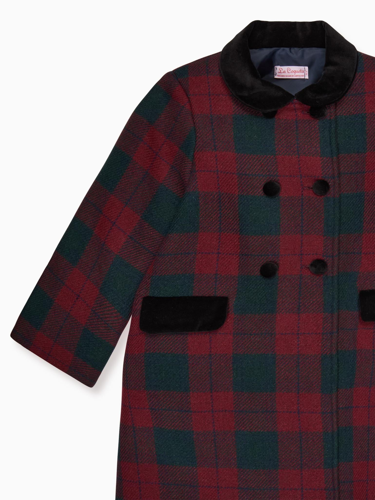 Burgundy Check Arrieta Girl Coat