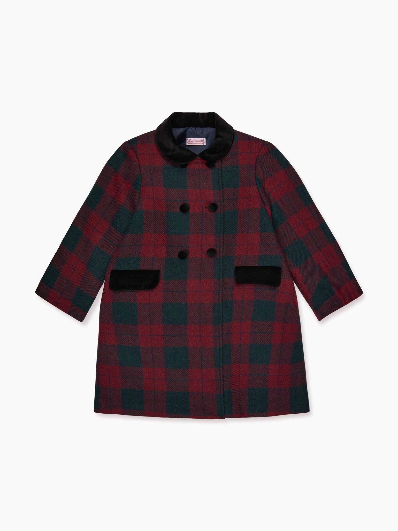 Burgundy Check Arrieta Girl Coat