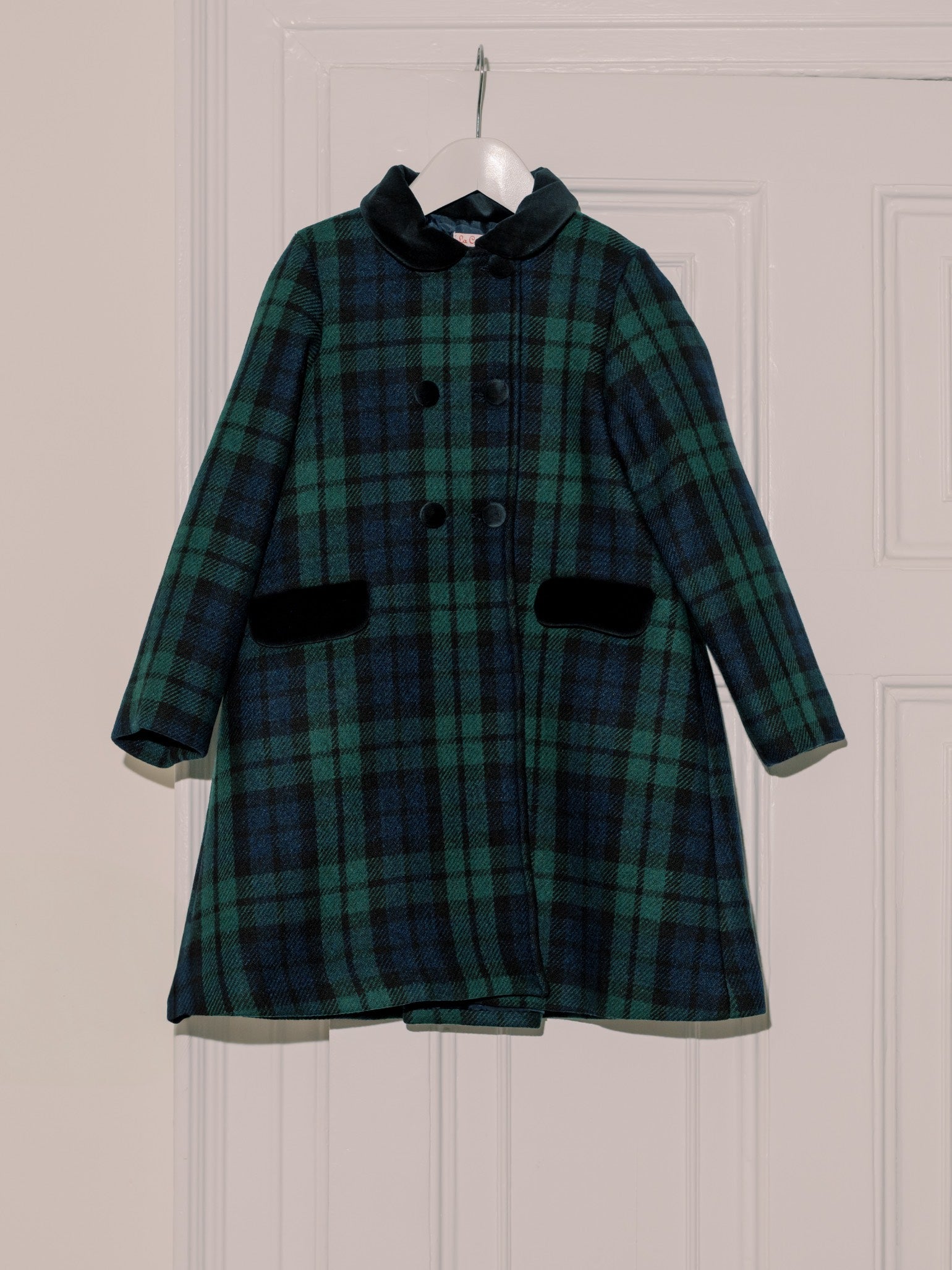 Green Tartan Arrieta Girl Coat | La Coqueta Kids UK