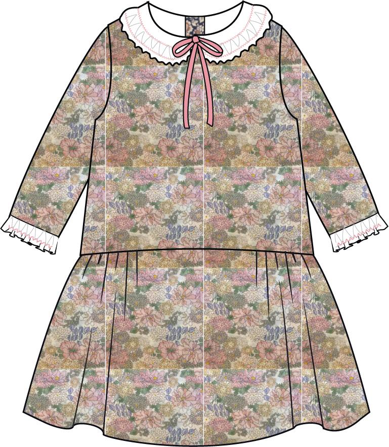Pink Floral Laura Girl Drop Waist Dress