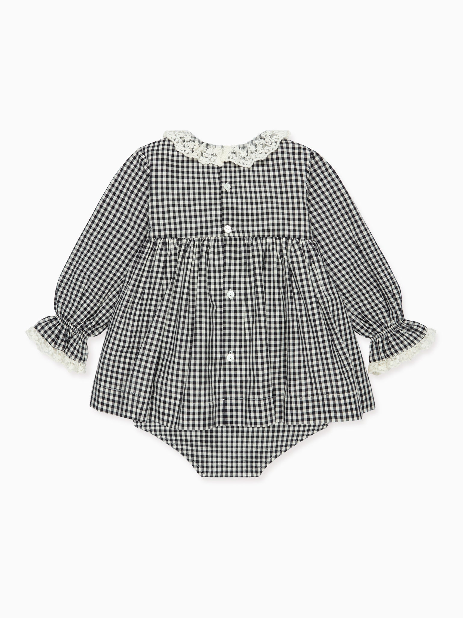 Black Gingham Aurelia Baby Girl Set | La Coqueta Kids UK