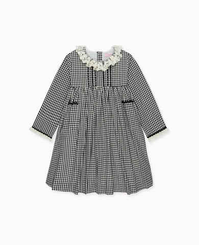 Black Gingham Aurelia Girl Empire Dress
